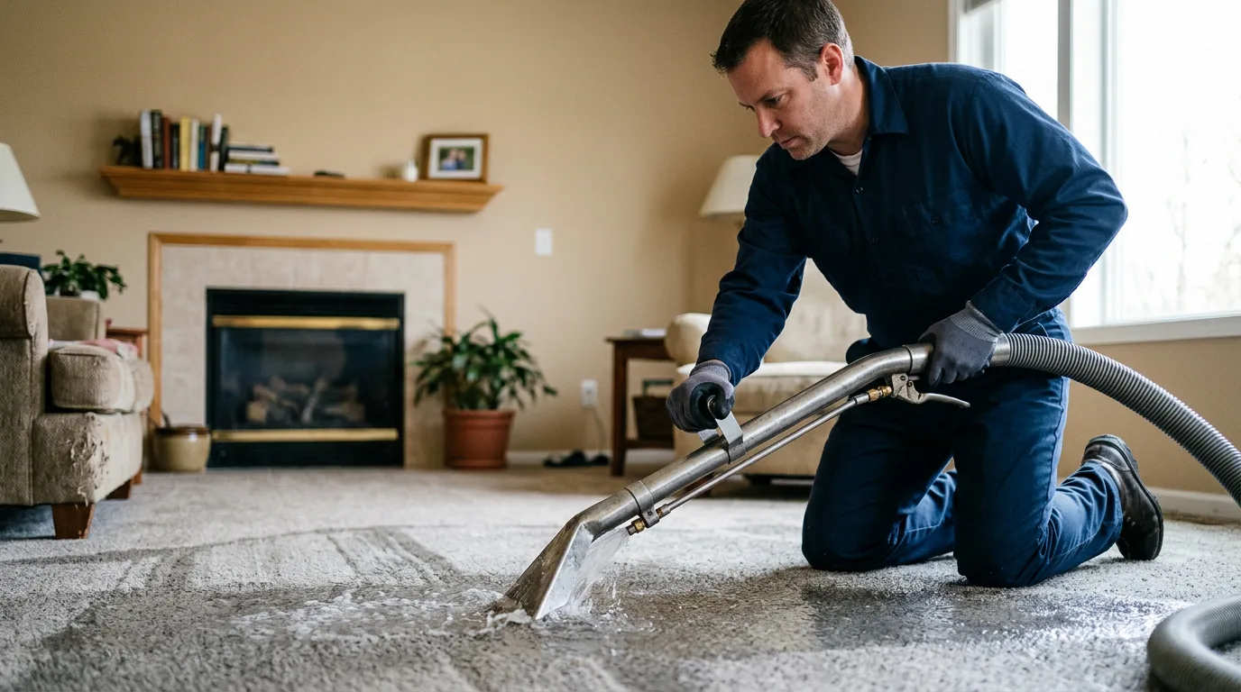 Water damage restoration technician working near Prairie Du Rocher, IL